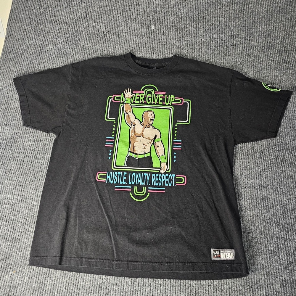 WWE John Cena Shirt Mens 2XL Black WWE Wrestling Hustle Loyalty Respect Tee